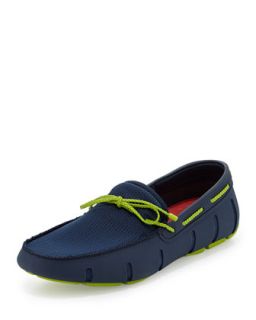 Mens Braided Bow Water Resistant Loafer, Navy/Green   Swims   Tan (9)