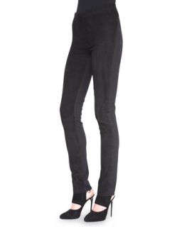 Womens Straight Leg Pants with Suede Front   Donna Karan   Black (4)