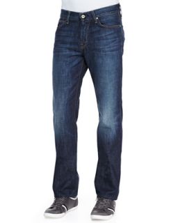 Mens Standard Route 77 Dark Faded Knee Jeans   7 For All Mankind   Blue (33)