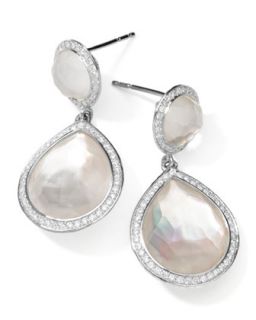 Stella 2 Stone Drop Earrings in Mother of Pearl Doublet with Diamonds  