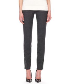 Womens Samantha Skinny Tropical Wool Pants, Charcoal   Charcoal (4)