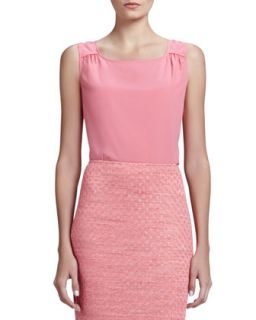 Womens Shell with Shoulder Shirring, Flamingo Pink   St. John Collection  