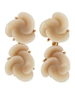 Resin Flower Clip On Earrings, Almond   Oscar de la Renta   Almond