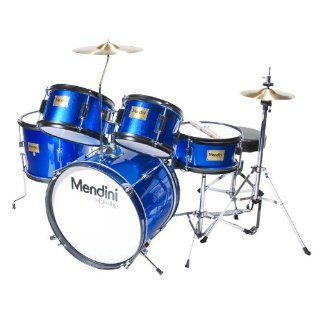 Mendini MJDS 5 BL Complete 16 Inch 5 Piece Blue Junior Drum Set with Cymbals, Drumsticks and Adjustable Throne Musical Instruments
