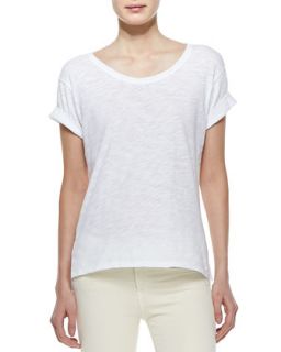 Womens Rolled Sleeve Cotton Tee, White   Vince   White (X SMALL)