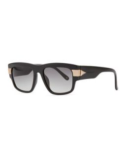 Modified Rounded Rectangular Sunglasses, Black   Givenchy   Black smoke