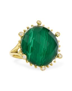 Tivoli Diamond & Malachite 18k Gold Ring   Frederic Sage   Green (18k )