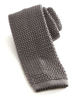 Mens Knit Silk Tie, Gray   Charvet   Grey