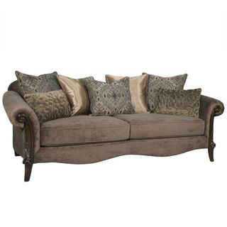 Lila Traditional Roll arm Sofa With Accent Pillows