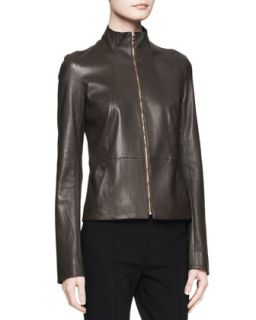 Womens Linear Leather Zip Jacket   THE ROW   Loden (6)