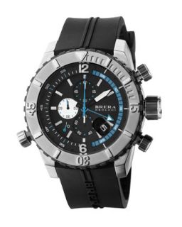 Mens Sottomarino Diver Watch, Steel   Brera   Black/Silver