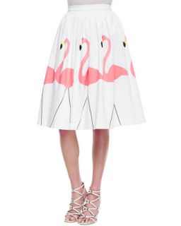 Womens Hale Middie Flamingo Print Skirt   Alice + Olivia   Large garden flam