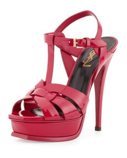 Tribute Patent Platform Sandal, Pink   Saint Laurent   Pink (37.5B/7.5B)