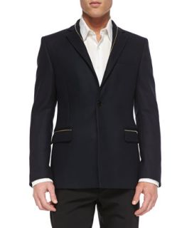 Mens Fashion Fit 2 Button Jacket, Navy   Versace   Navy (52)