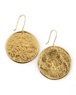 Hammered 22k Gold Plate Medallion Earrings   Nest   Gold