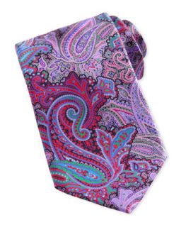 Mens Quindici Paisley Print Silk Tie, Brown   Ermenegildo Zegna   Purple