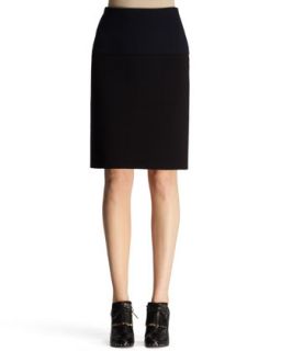 Womens Bicolor Neoprene Pencil Skirt, Black/Navy   Lanvin   Black (42US10)