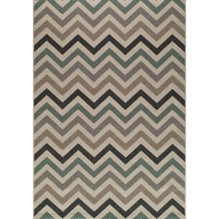 Indoor/ Outdoor Sage Chevron Rug (18 X 37)