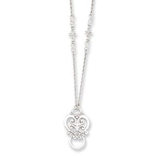 Silver tone Cross Badge & eyeglass holder 36" necklace Jewelry