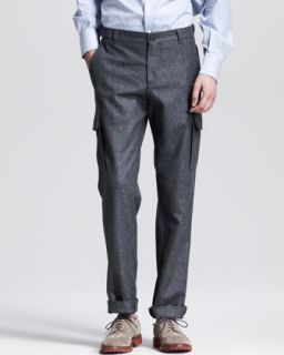 Mens Flannel Cargo Pants, Dark Gray   Brunello Cucinelli   Dark grey (40/56)