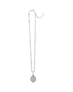 Silver & 18k Gold Soiree Circular Swirl Pendant Necklace   Lagos   Silver/Gold