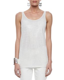 Organic Linen Jersey Shimmer Tank, Womens   Eileen Fisher   Silver (white) (3X
