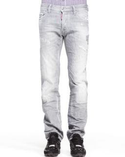 Mens Distressed Dean Denim Jeans, Gray   Dsquared2   Grey (48)