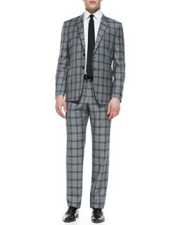 Mens The Byard Windowpane Two Piece Suit, Light Gray   Paul Smith   Gray (46L)