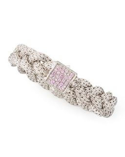 Classic Chain Medium Braided Silver Bracelet, Pink Sapphire   John Hardy  