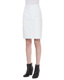 Womens Snake Print Leather Pencil Skirt   Milly   White (8)
