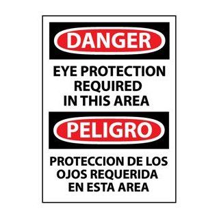 Bilingual Aluminum Sign   Danger Eye Protection Required In This Area Industrial Warning Signs