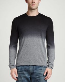 Mens Superfine Dip Dye Crew Neck Sweater, Black/Gray   Blk/Grey (XX LARGE)