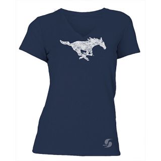 SOFFE Womens Southern Methodist Mustangs No Sweat V Neck Short Sleeve T Shirt  