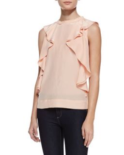 Womens Sleeveless Side Ruffle Silk Blouse   MARC by Marc Jacobs   Ginger rose