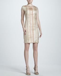 Womens Metallic Stripe Satin Dress   J. Mendel   Blush (6)