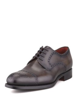 Mens Perforated Cap Toe Oxford, Gray   Magnanni for    Gray (8)