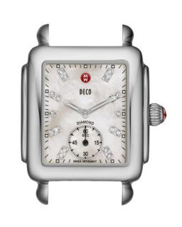Deco 16 Stainless Watch Head, White Diamond Dial   MICHELE   Silver