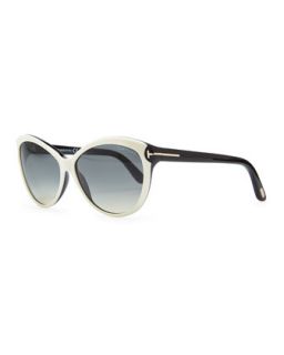 Telma Cat Eye Sunglasses, Ivory/Black   Tom Ford   Ivory/Black