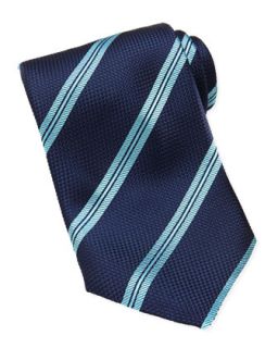 Mens Rope Stripe Grenadine Tie, Blue/Aqua   Brioni   Blue/Aqua