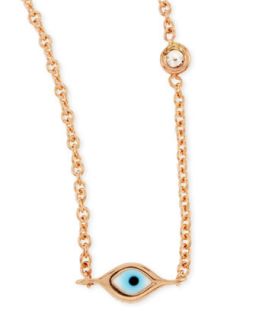 14k Rose Gold Evil Eye Necklace with Single Diamond   Sydney Evan   Gold (14k )