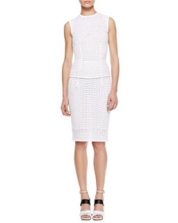 Womens Fitted Eyelet Pencil Skirt   Alexander Wang   Peroxide (LARGE)