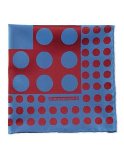 Mens Dots Pocket Square, Blue/Red   Massimo Bizzocchi   Blue/Red