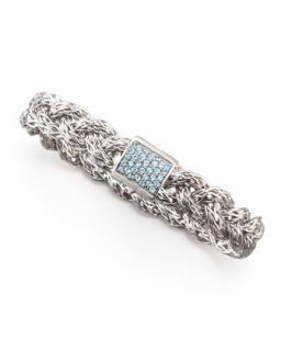Classic Chain Small Braided Silver Bracelet, Swiss Blue Topaz   John Hardy  