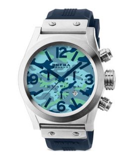 Mens Camouflage Dial Chronograph Watch, Blue   Brera   Camouflage