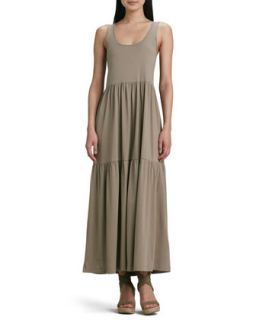 Tiered Long Tank Dress, Womens   Joan Vass   Black (2X (18/20))