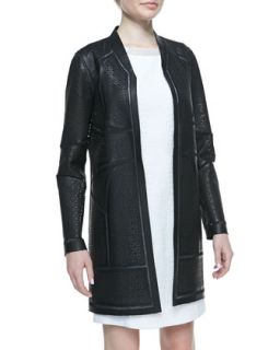 Womens Bond Perforated Lambskin Leather Coat   Elie Tahari   Black (SMALL)