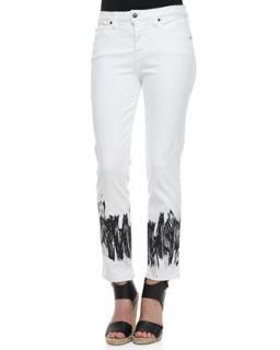 Womens Sandra D. Control Panel Paint Printed Jeans   Miraclebody   White (6)