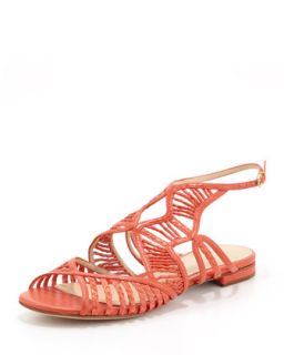 Strappy Snakeskin Sandal, Coral   Alexandre Birman   Dalia (37.0B/7.0B)