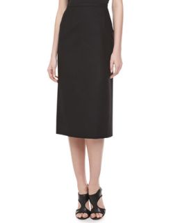 Womens Long Felt Pencil Skirt, Black   Michael Kors   Black (8)