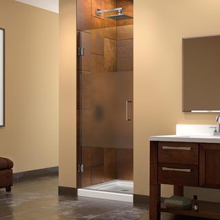 Dreamline Unidoor 25 In. W X 72 In. H Frameless Hinged Shower Door, Half Frosted Glass